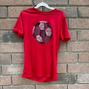 bcg Red Active Dri-fit Tee With Soccer Ball design Size Medium